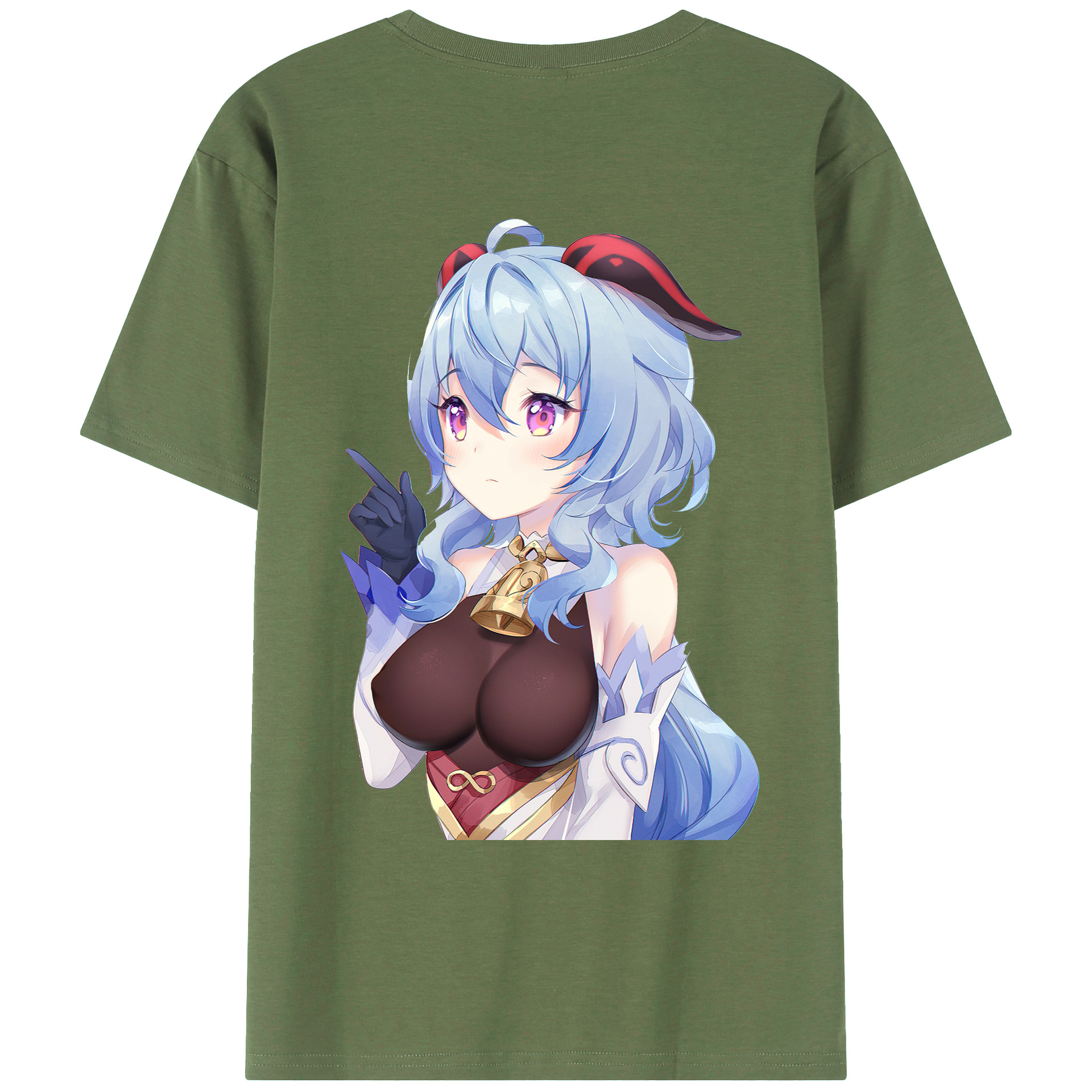 げんし神 甘雨 かんう genshin Ganyu 綿100％ メンズ半袖Tシャツ（バックプリント） 通気性